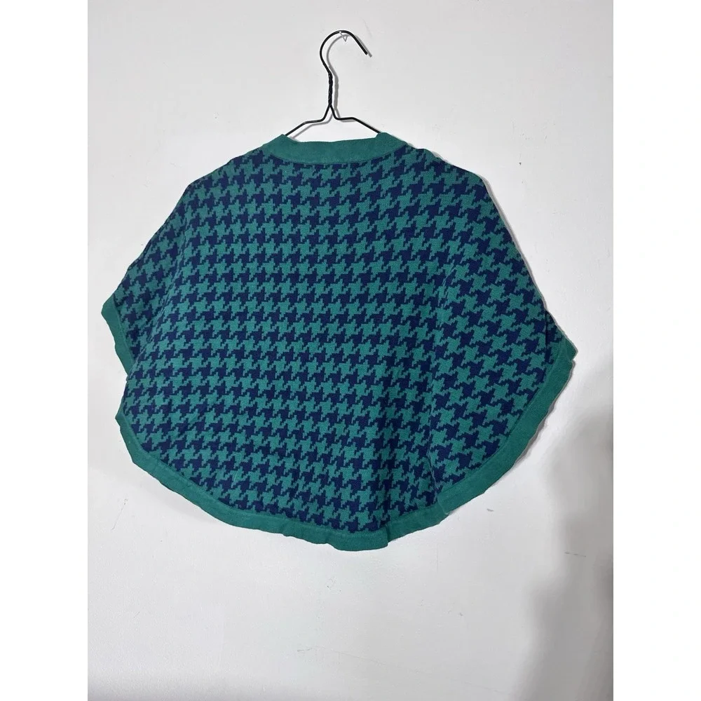 Women's large Hope and Henry blue green houndstooth Shaw Cover Up Top Jacket